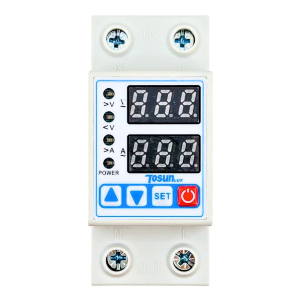 Protector Digital de Sobretensiones, Subtensiones y Sobrecarga Modular con Rearme Automático 2P 63A 230V | 