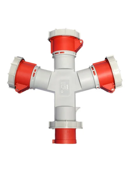 Adaptador industrial 32A 400V IP67 3P+N+T 1 clavija / 3 bases - 1