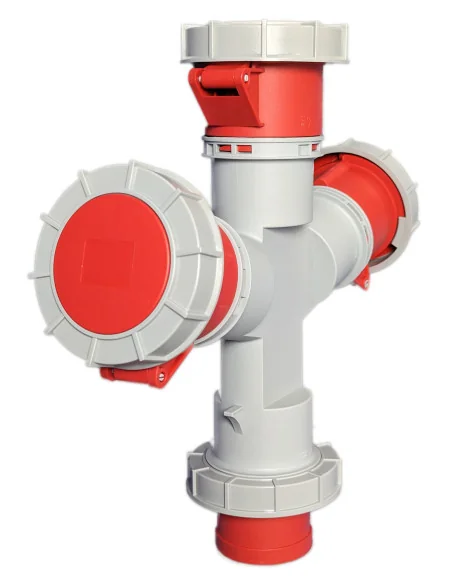 Adaptador industrial 32A 400V IP67 3P+N+T 1 clavija / 3 bases - 3