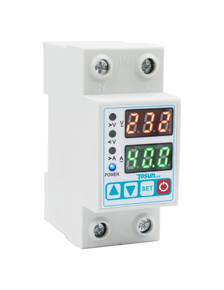 Protector Digital de Sobretensiones, Subtensiones y Sobrecarga Modular con Rearme Automático 2P 63A 230V | 