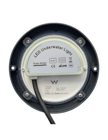 Foco LED para Piscina en ABS color Antracita Cable 4 hilos RGB Ø23 cm de 35W 12V/DC | 