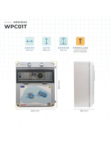 Cuadro Eléctrico para Piscina IP65 con Contactor Trifásico 1CV, Diferencial y Reloj WPC01T-1 | 8436602508866