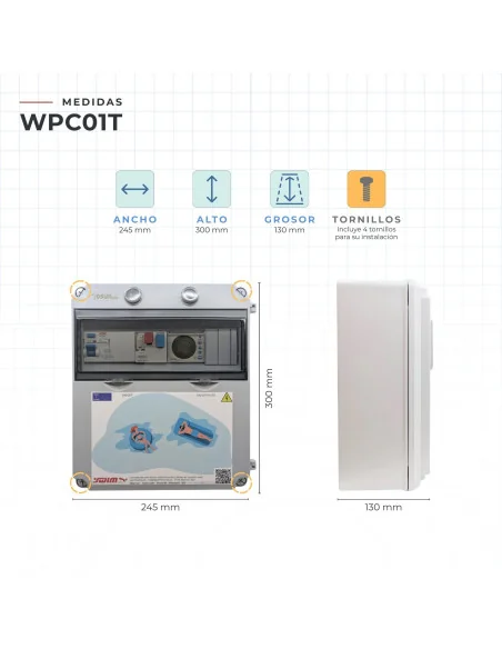 Cuadro Eléctrico para Piscina IP65 con Contactor Trifásico 1CV, Diferencial y Reloj WPC01T-1 | 8436602508866