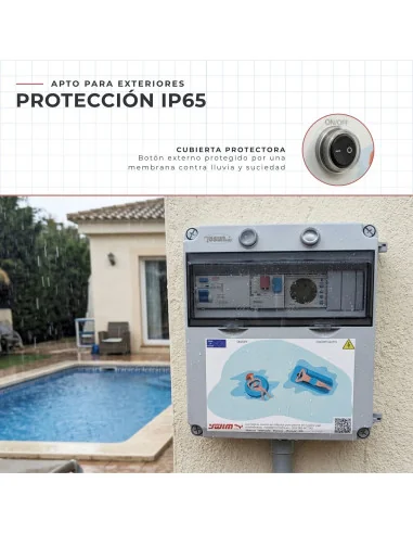 Cuadro Eléctrico para Piscina IP65 con Contactor Trifásico 1CV, Diferencial y Reloj WPC01T-1 | 8436602508866