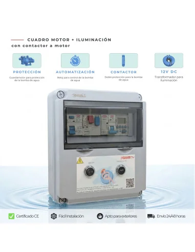 Cuadro eléctrico piscina 1CV Transformador 60W DC y Control RGB WPC060R-M-1 | 8436602509306