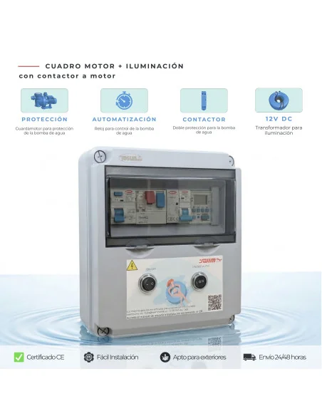 Cuadro eléctrico piscina 1CV Transformador 60W DC y Control RGB WPC060R-M-1 | 8436602509306