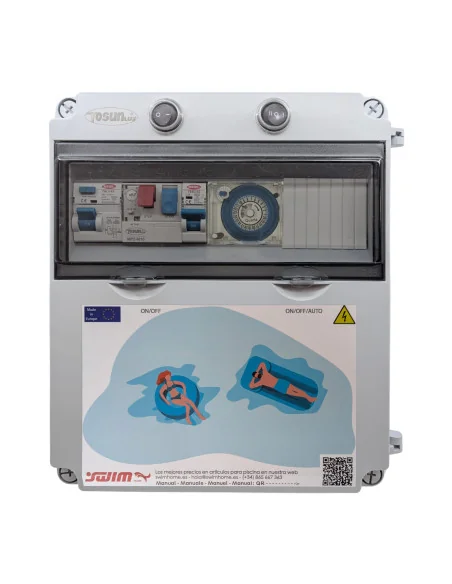 Cuadro eléctrico para piscina WPC100-05 hasta 0.5 CV con transformador 100W AC y reloj | 8435588709229