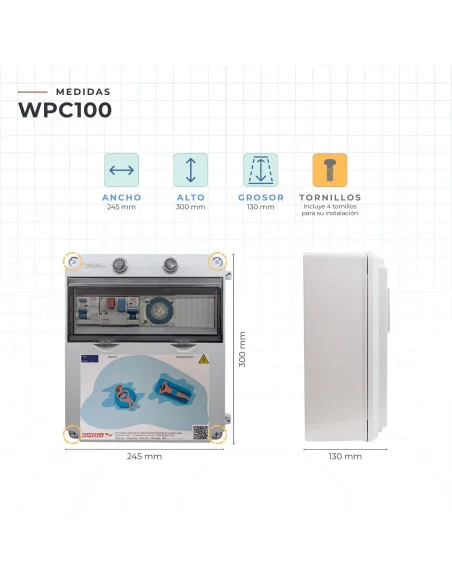 Cuadro eléctrico para piscina WPC100-05 hasta 0.5 CV con transformador 100W AC y reloj | 8435588709229