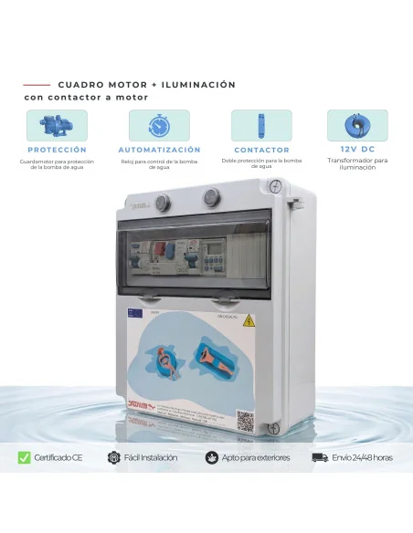 Cuadro Eléctrico Piscina Clorador | 1CV Contactor Transformador 150W Mando | 8436602509597