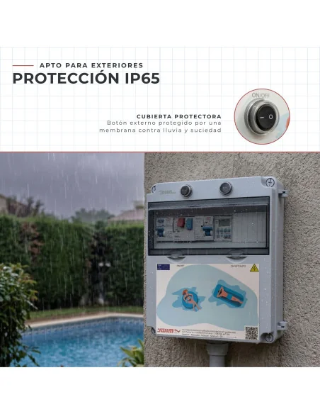 Cuadro Eléctrico Piscina Clorador | 1CV Contactor Transformador 150W Mando | 8436602509597