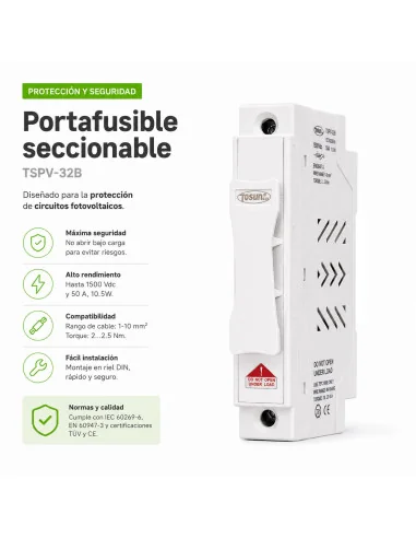 Portafusible Fotovoltaico TSPV-32B 1000V DC 32A | 6931934216301